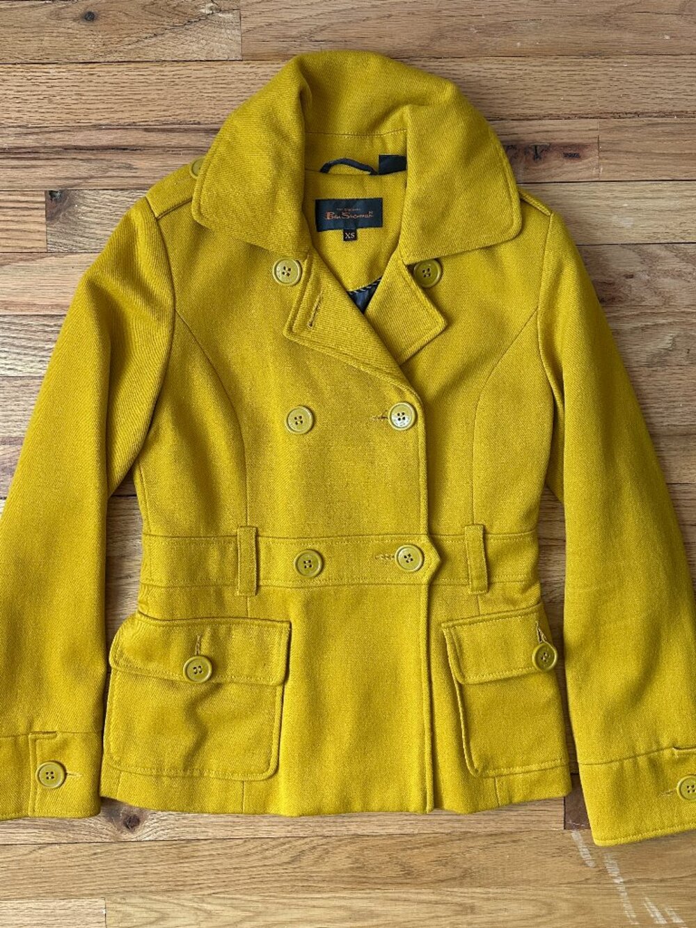 Ben Sherman Yellow Women XS Single Breasted Wool Blend Coat Jacket